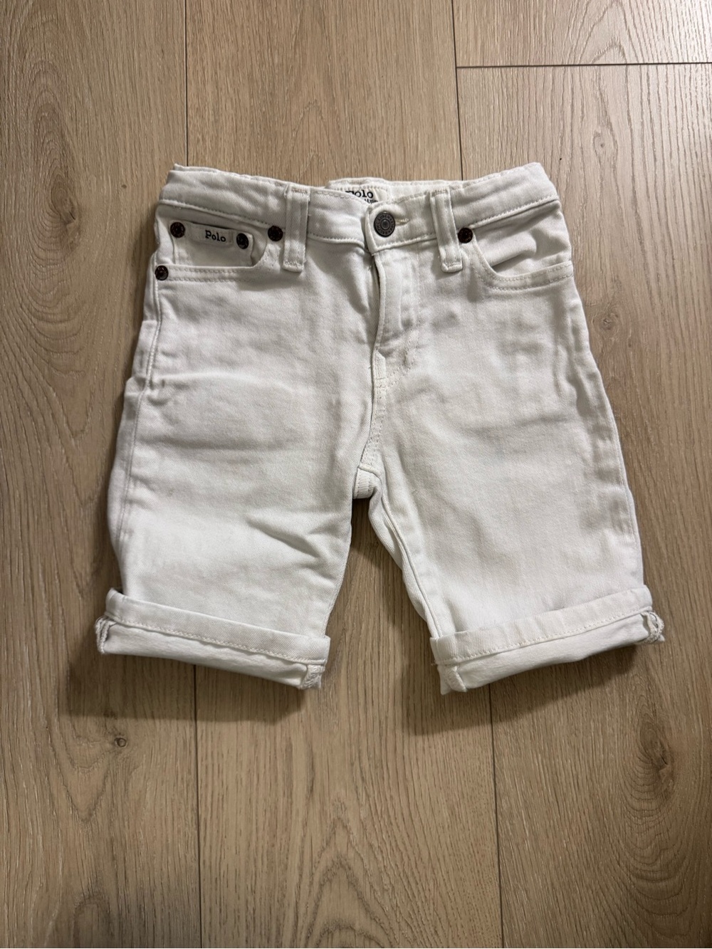 Polo by Ralph Lauren Cream Toddler Denim Roll-Cuff Shorts